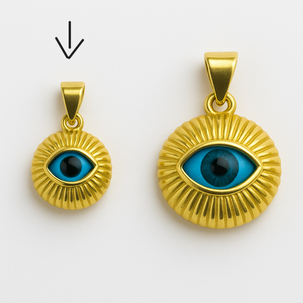 21091 12mm Gold Pendant with Protective Evil Eye